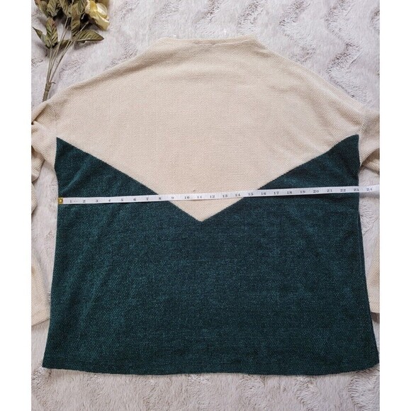 White Birch Cream Forest Green Long Sleeve Mock Neck Soft Sweater Size M - Picture 11 of 12